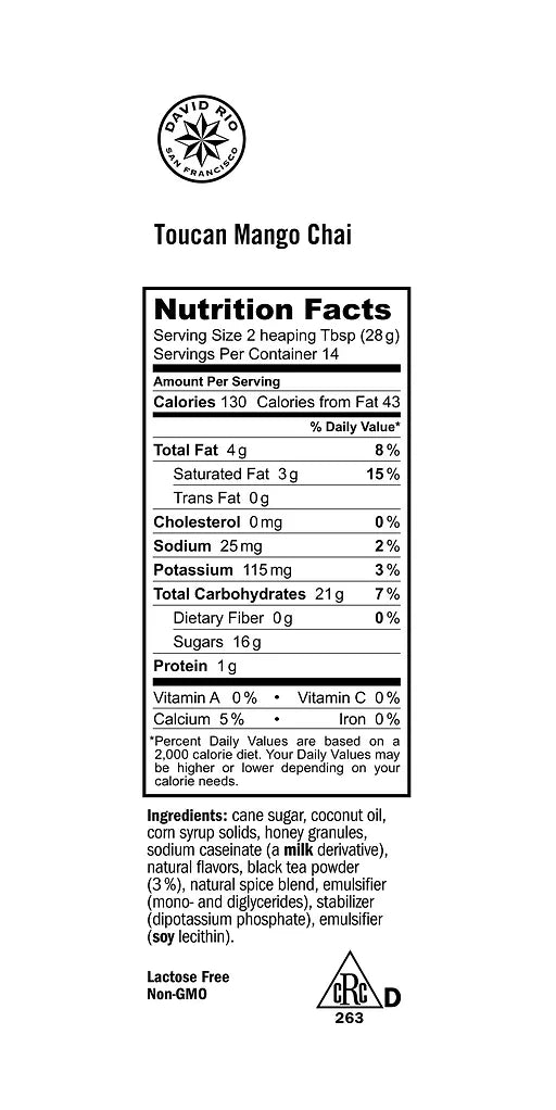 David Rio Toucan Mango Chai – mango garšas chai maisījums (398 g bundža) 11029