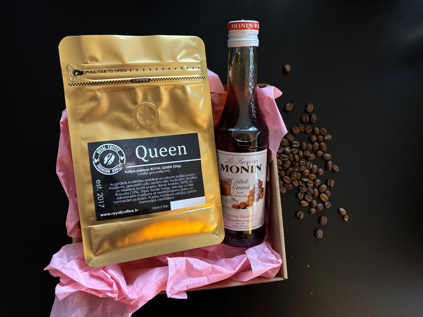 Kafijas dāvanu komplekts "Sāļās karameles valdzinājums" pupiņu kafija