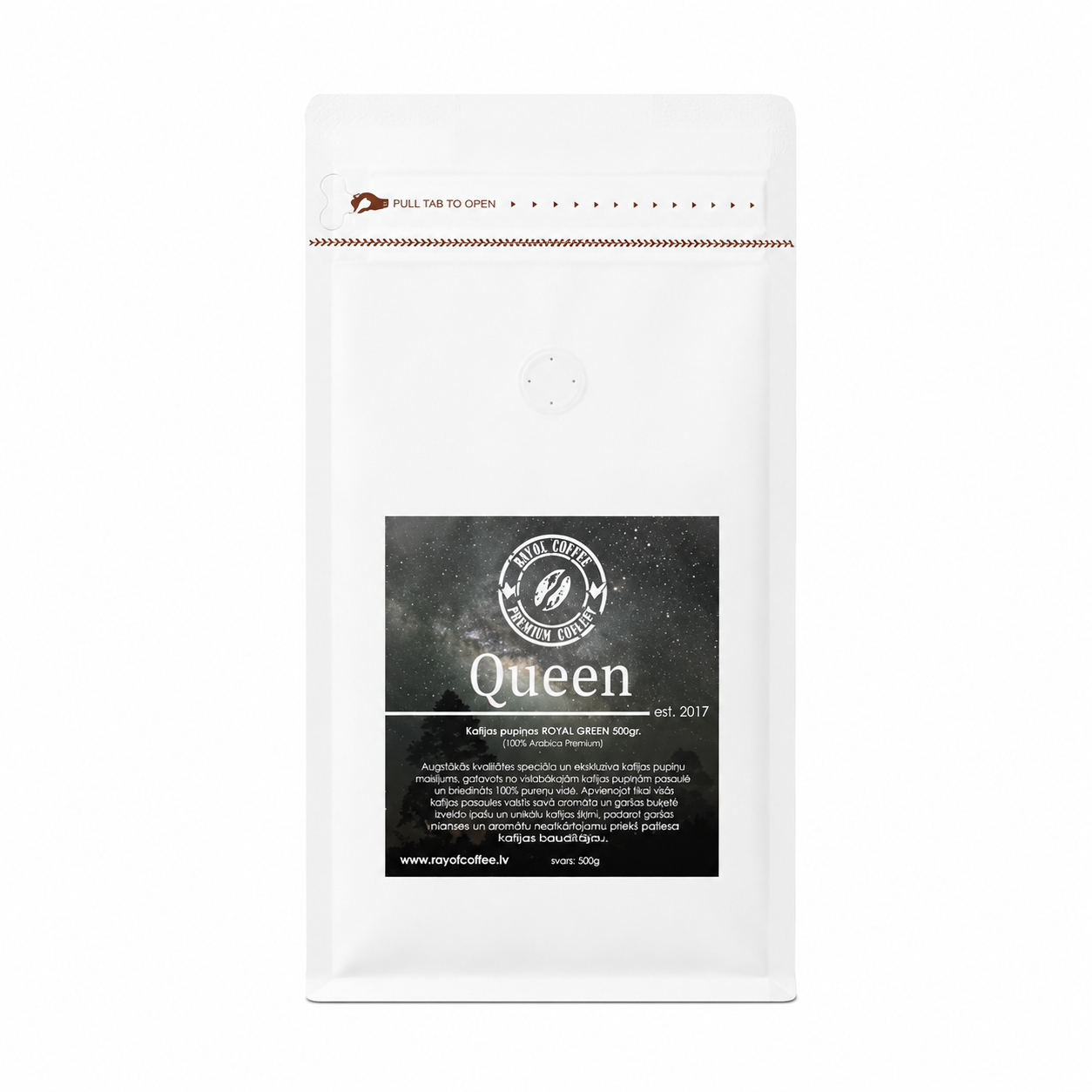 Latvijā grauzdēta pupiņu kafija "Queen", Kafijas pupiņas 500g