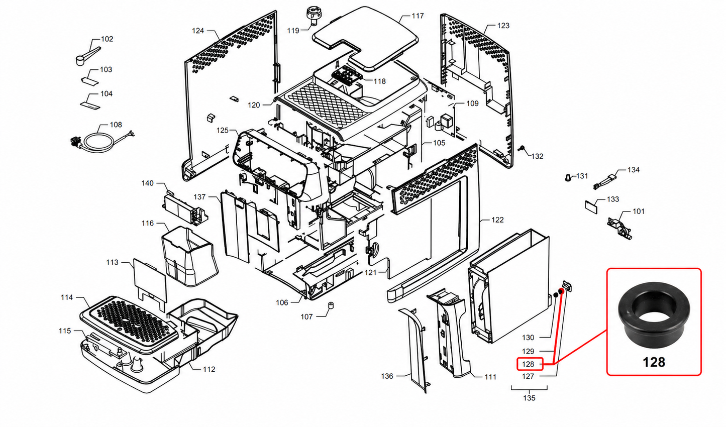 Philips Saeco ūdens tvertnes savienotāja blīve EP / SM sērija 421944040781