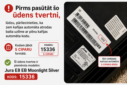 Jura ūdens tvertne Moonlight Silver Smart E8 (EB) ar priekšējo paneli komplektā 74692